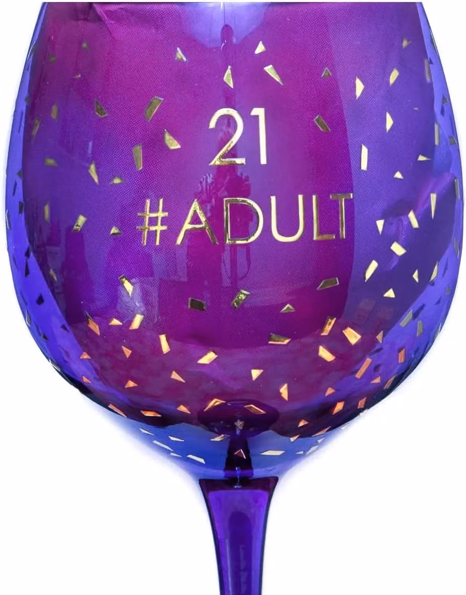 Boxer Gifts 21st Birthday Purple and Gold Wine Glass, 600ml – 5