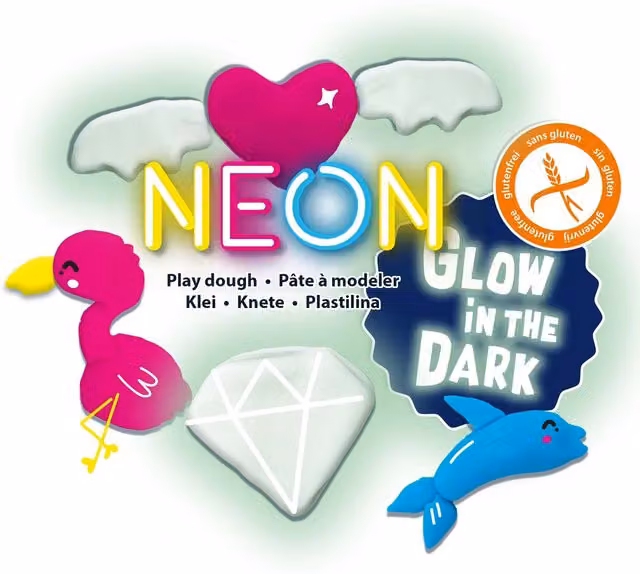 SES Creatives Neon and Glow in the Dark Modeling Clay, Pink, White and Multicolour (4 x 90g)