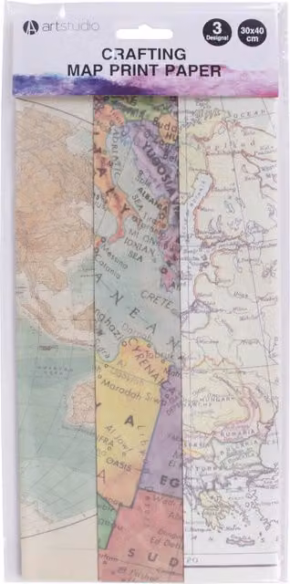 Art Studio Crafting Custom Multicolour Map Print Paper