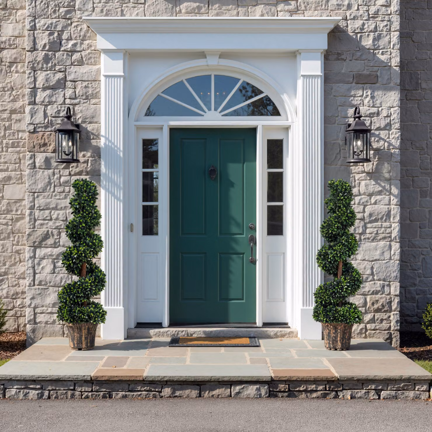 Outsunny Set of 2 Artificial Boxwood Spiral Topiary Trees in Bronze Concrete Pots, Height: 120 cm – 9