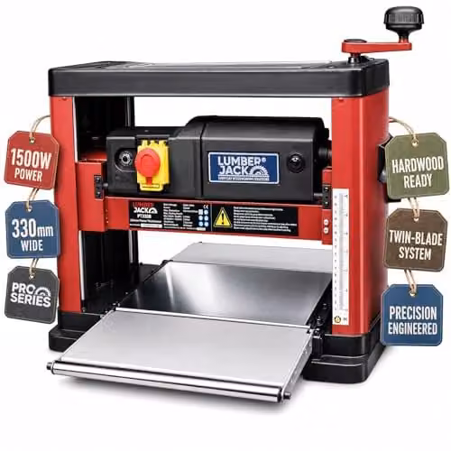 Lumberjack Portable Bench Top Planer Thicknesser, 330mm, Red