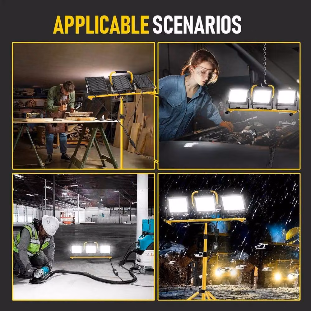 SPETLEK 300W 3-Head LED Tripod Work Floodlight in Yellow – 4