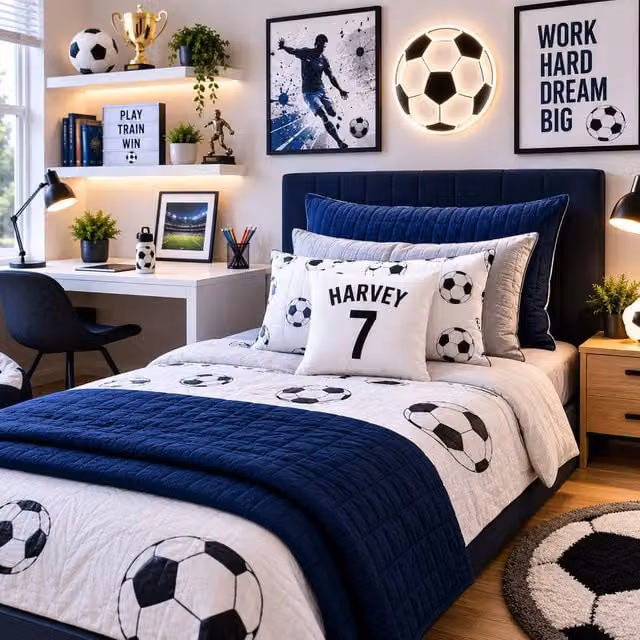 60 SECOND MAKEOVER Personalised Football Cushion Cover, White, W/D/H: 40.64 x 40.64 x 40.64 cm – 1