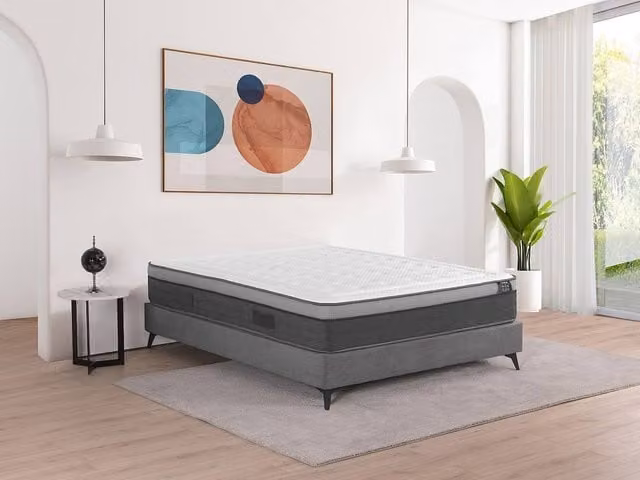 Vente-unique Hybrid 7-Zone Pocket Spring Mattress, White, W/D/H: 180 x 200 x 30 cm – 1
