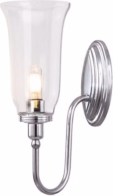 Netlighting Blake Single Light Bathroom Wall Light in Polished Chrome and Grey with G9 Bulb Base, IP44 Rated