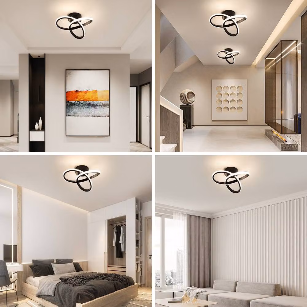 Pheashine Black Twisted Loop LED Ceiling Light, 22W, 4500K Neutral White, Diameter: 25 cm – 5