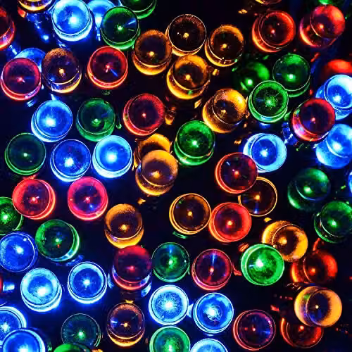 SHATCHI 80 Multicolour LED Fairy String Lights with Clear Cable, Battery Operated for Christmas, Weddings, Parties and Garden Decorations – 3