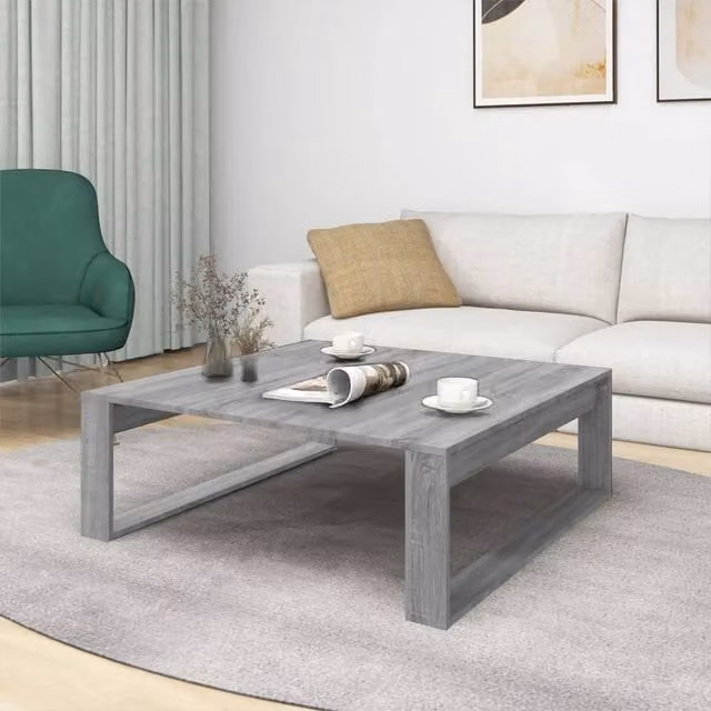 Berkfield Home Premium Square Coffee Table in Grey Sonoma, W/D/H: 100 x 100 x 35 cm