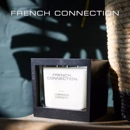 French Connection Luminous Serenity Scented Candle with White Wooden Surround and Square Holder – 2