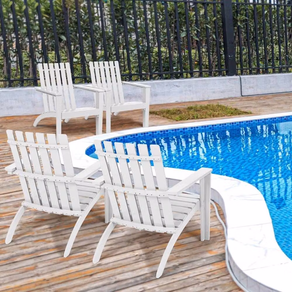 KORVIXA Modern White Solid Acacia Wood Patio Chair – 4
