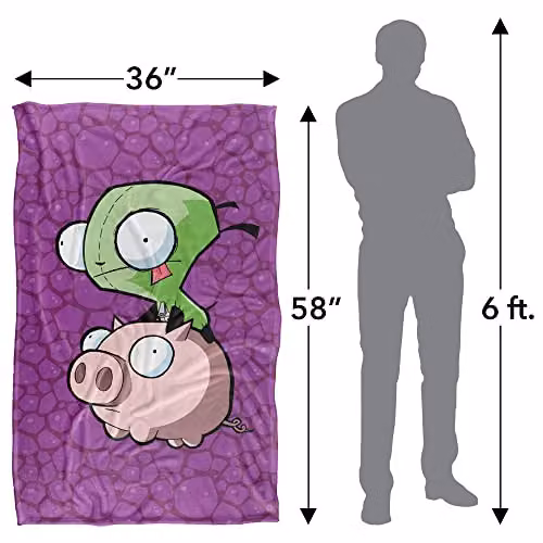 Invader Zim Pig Riding Silky Touch Super Soft Fleece Throw Blanket, Purple, W: 91 cm, D: 147 cm – 4