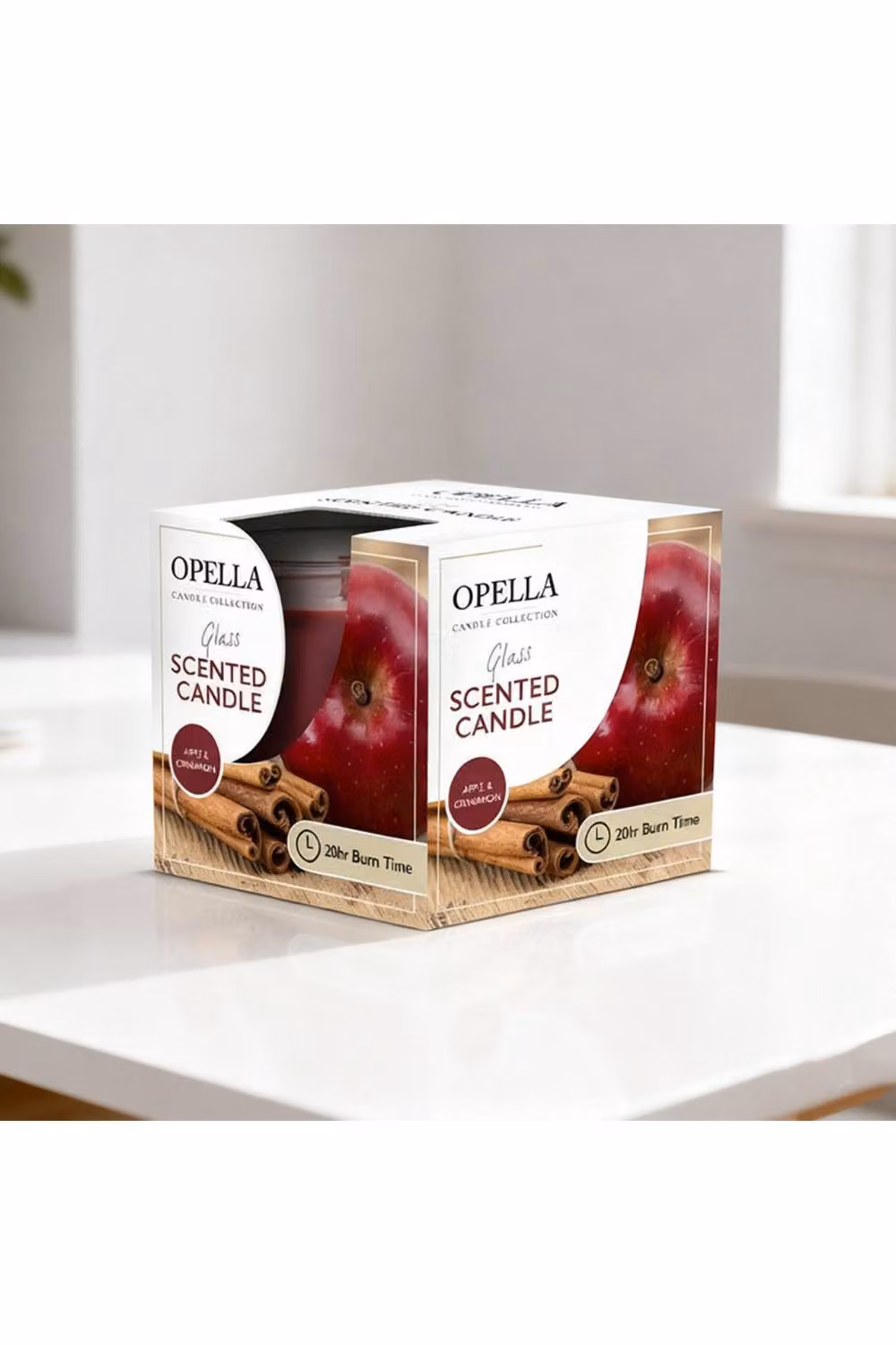 KDMD Apple Cinnamon Scented Candle in a Red Glass Jar – 2