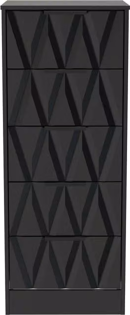Ready Assembled 2 U Washington 5 Drawer Tall Bedside Chest in True Black – 1