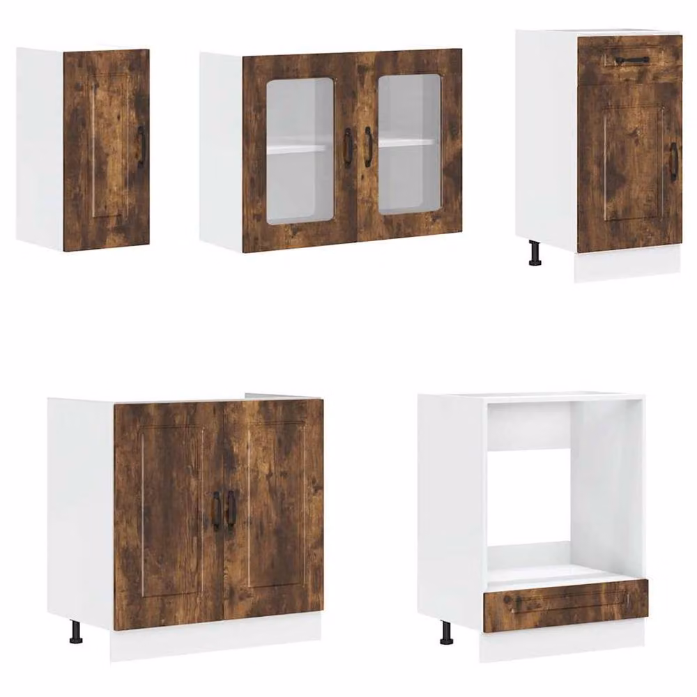 Berkfield Home Kalmar 8 Piece Modern Kitchen Cabinet Set in Smoked Oak Brown – 2