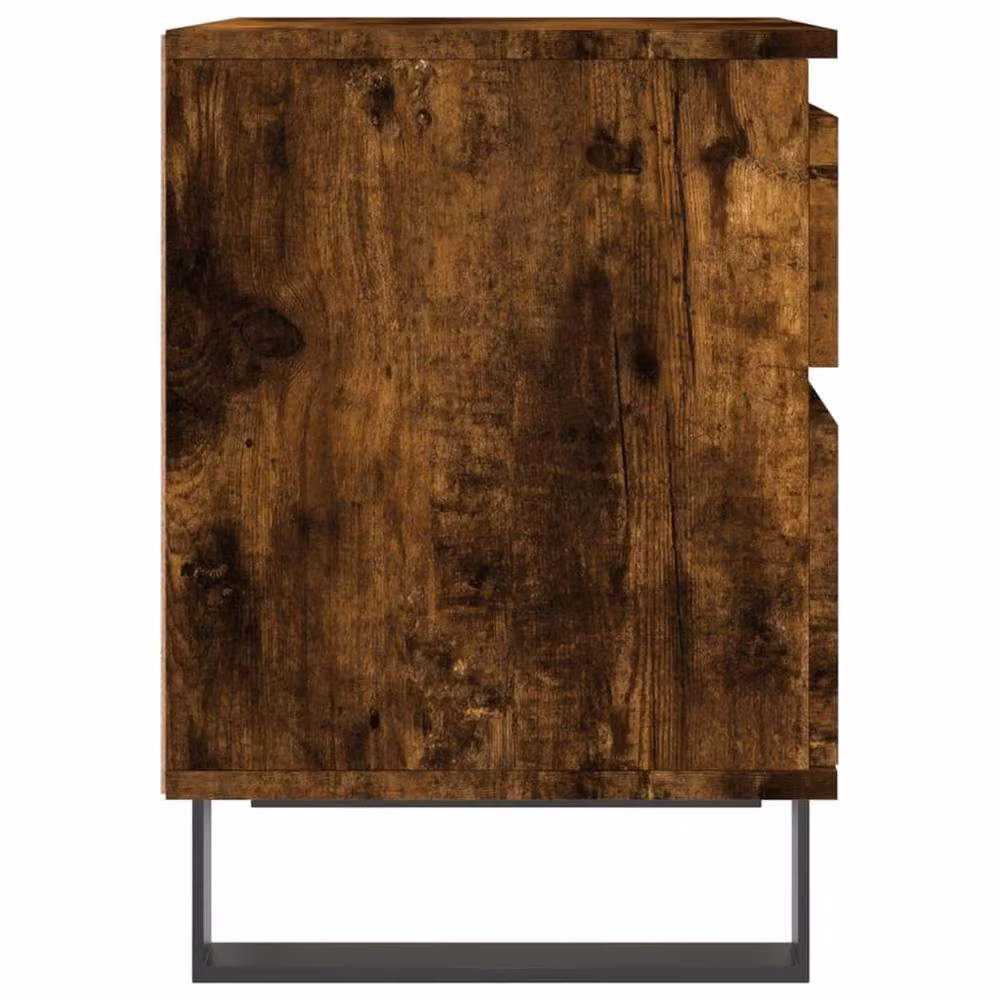 Berkfield Home Set of 2 Modern Bedside Cabinets in Smoked Oak Brown, W/D/H: 40 x 35 x 50 cm – 6