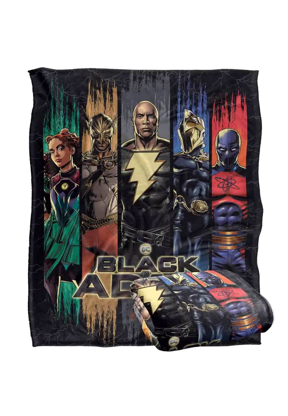Black Adam Super Soft Silky Touch Throw Blanket, White and Black, W: 152 cm, D: 127 cm – 2