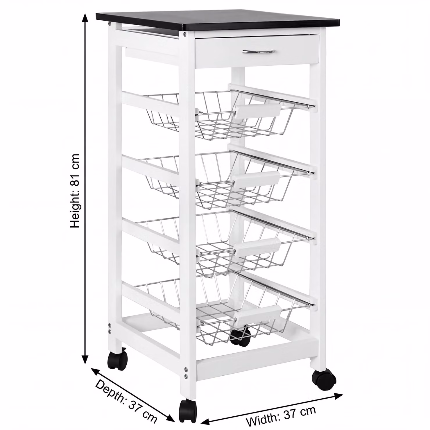 Home Discount Chef Vida 4 Tier Wooden Kitchen Trolley Storage Cart in White – 2