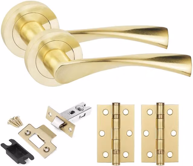 Golden Grace Brass Door Handles in Gold and Yellow