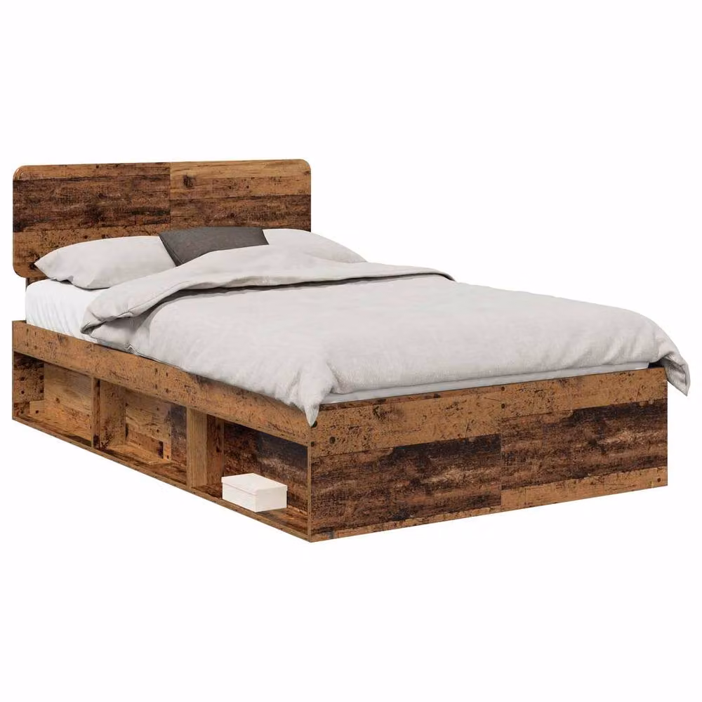 Berkfield Home Bed Frame with Headboard in Brown Solid Pine Wood, W/D/H: 120 x 190 cm – 2