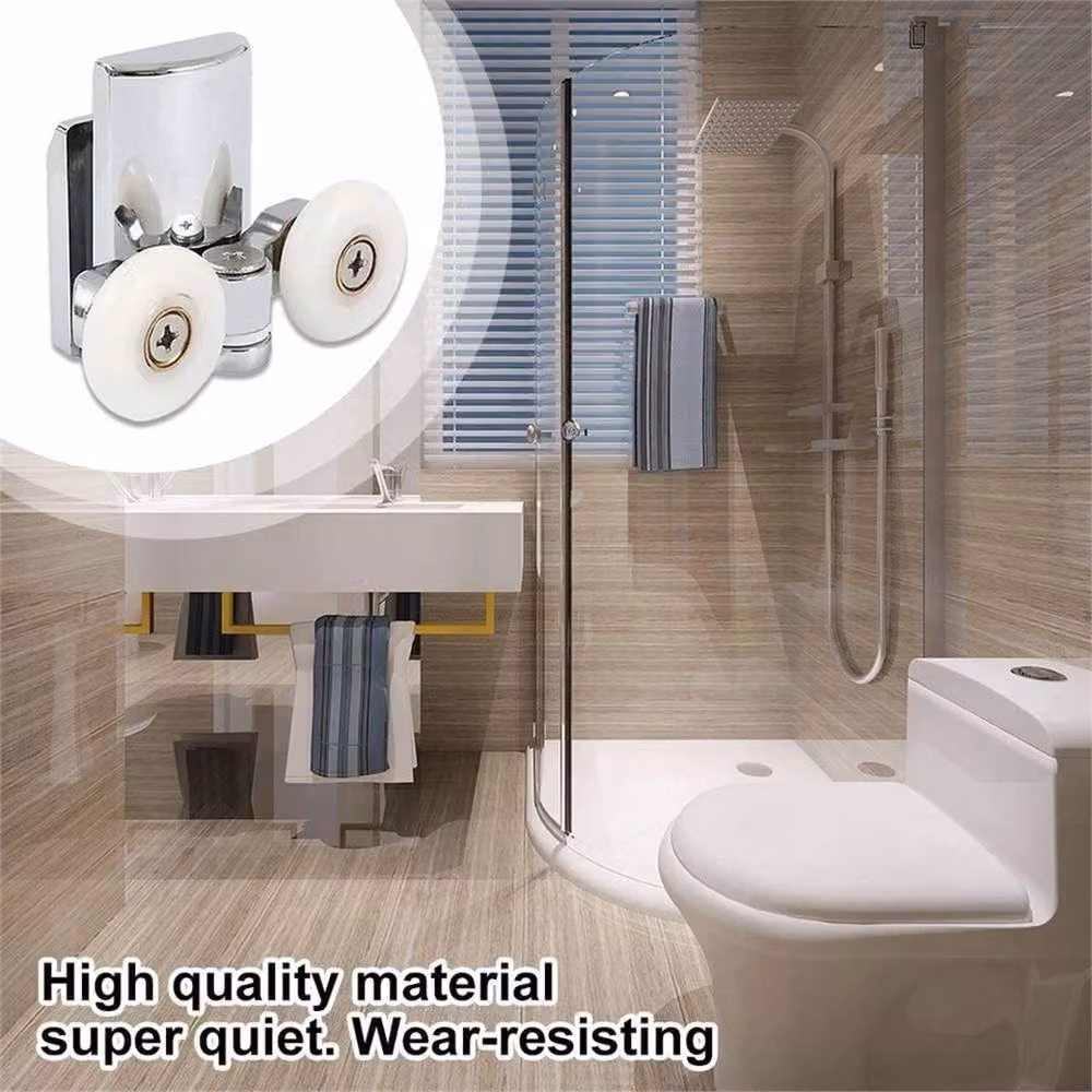 EONLION Pack of 4 Silver Shower Door Rollers and Runners with Chrome Finish – 2