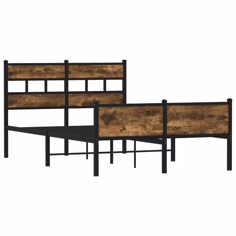 Berkfield Home Small Double Wood Bed Frame in Smoked Oak Brown, W/D/H: 120 x 190 cm – 3