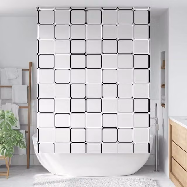 Berkfield Home Black Opaque Shower Roller Blind, W: 150 cm, H: 240 cm