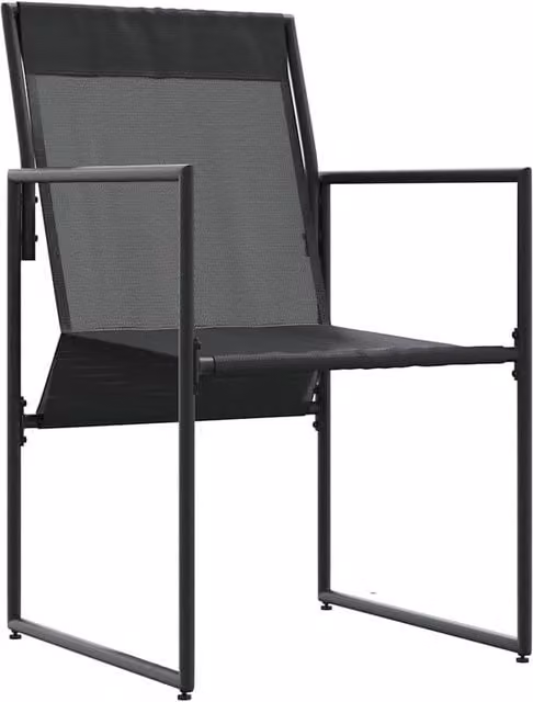 Berkfield Home Set of 4 Modern Black Textilene Garden Chairs with Cushions