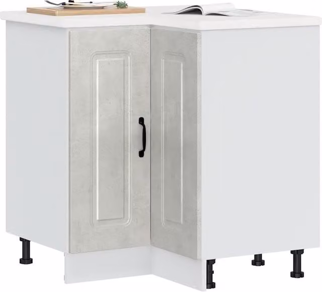 Berkfield Home Kalmar Modern Kitchen Corner Base Cabinet in Concrete Grey Matt MDF