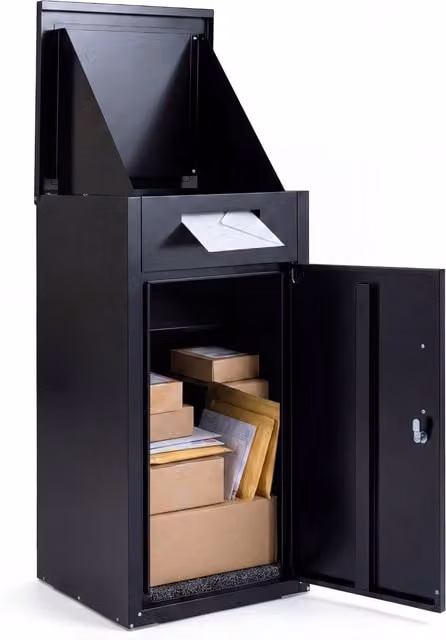 COSTWAY Lockable Package Delivery Box in Black Galvanised Steel