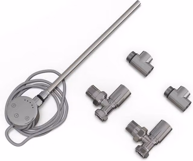 UK Radiators Talus Dual Fuel Towel Rail Kit with Touch Thermostat in Chrome
