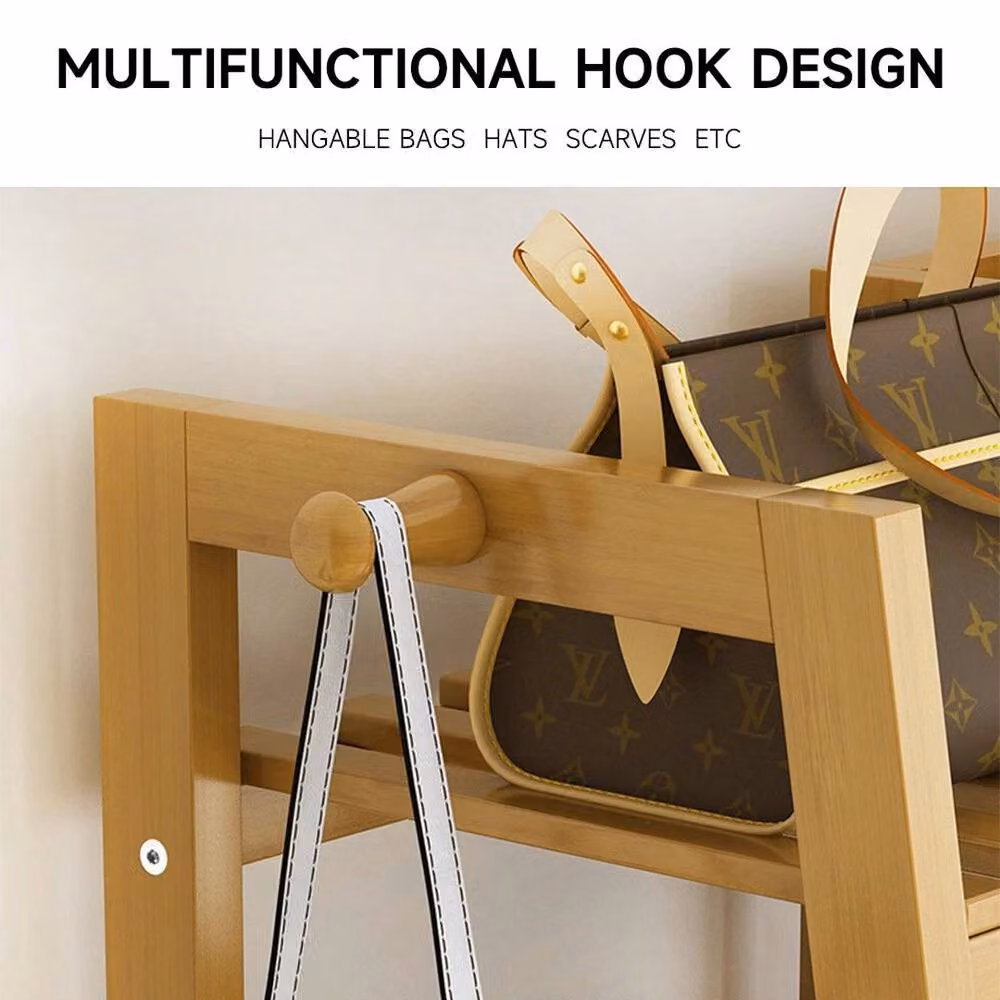 PAWNORA Classic Wooden Clothes Rail Rack in Natural – 3