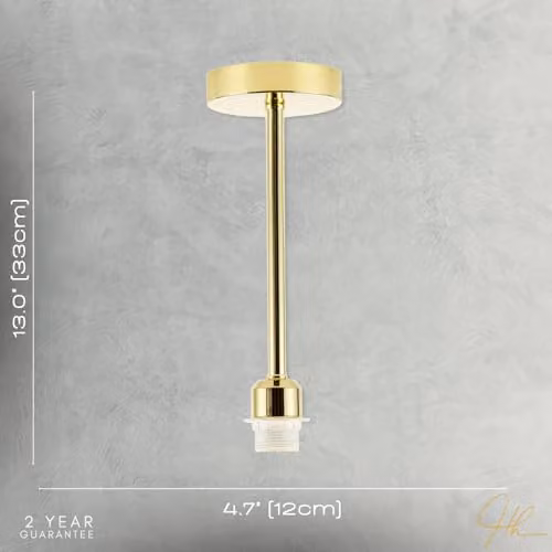 Happy Homewares Industrial Metal Ceiling Light Fitting in Gold/Brass, W/D/H: 12 x 12 x 33 cm – 2