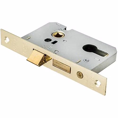 Loops 64mm Contract Euro Profile Sashlock with Square Forend in Electro Brassed Gold