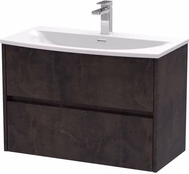 Balterley Chartley Contemporary 2 Drawer Wall Hung Vanity Basin Unit, Grey, Width: 80 cm – 1
