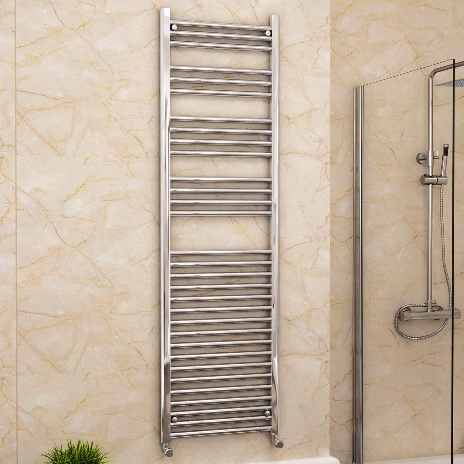 Royal Bathrooms Arno Heated Towel Rail Straight Ladder, Chrome, H: 180 cm, W: 50 cm