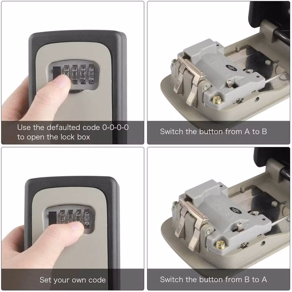 Kelvenix 4-Digit Combination Wall Mounted Key Safe Box in Grey – 5