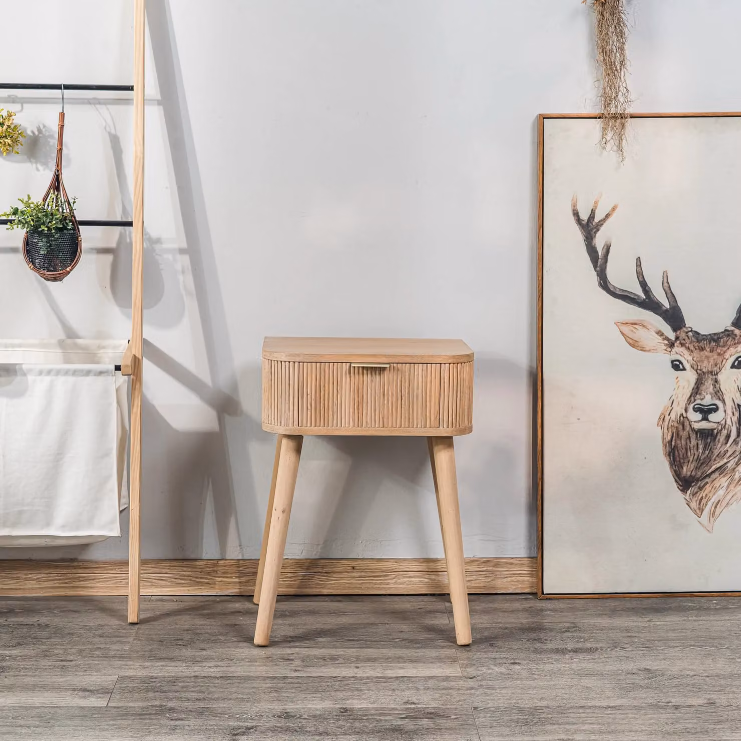 Nordlys Scandinavian Style Bedside Table with 2 Drawers in Brown Beech Wood – 2