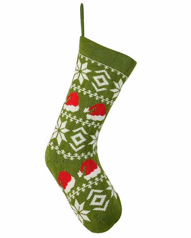 Dibor Set of 4 Chunky Knit Christmas Santa Hats in Green, Red and White – 2