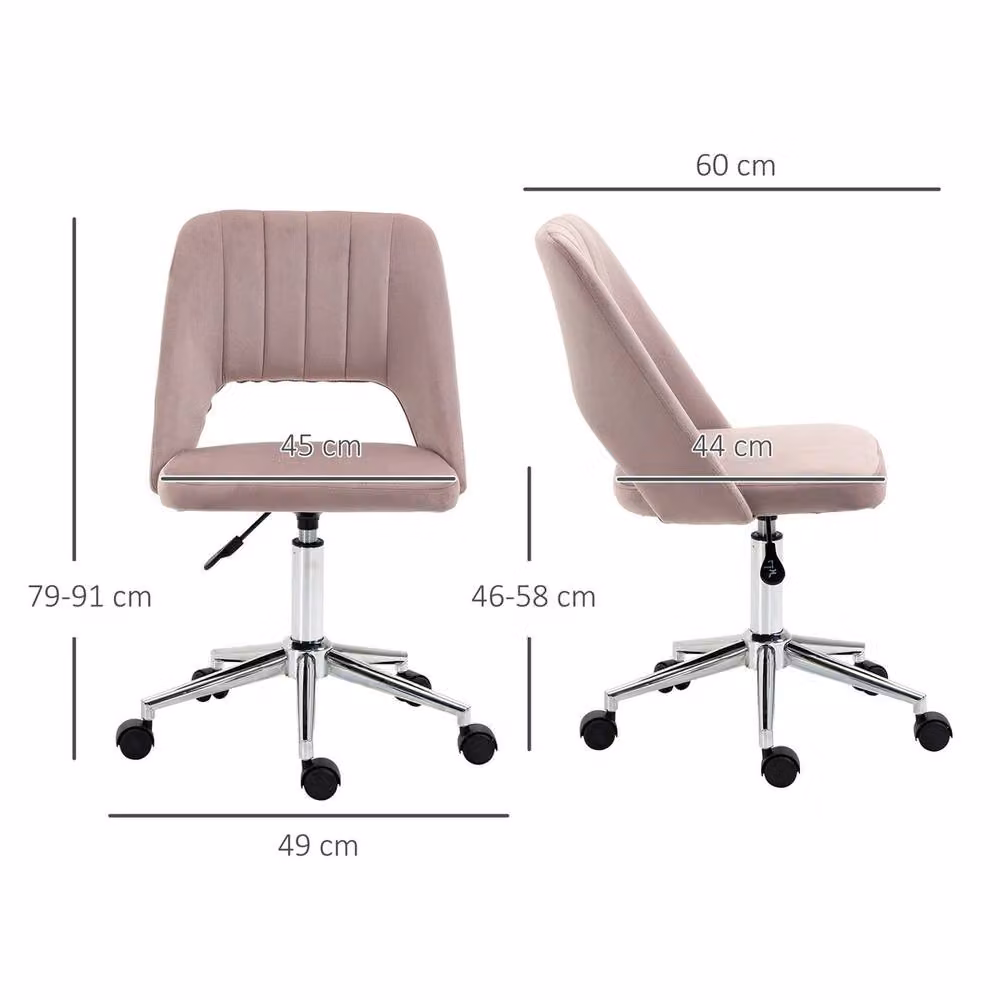 FORGEVIO Pink Velvet Scallop Shape Swivel Office Chair – 2