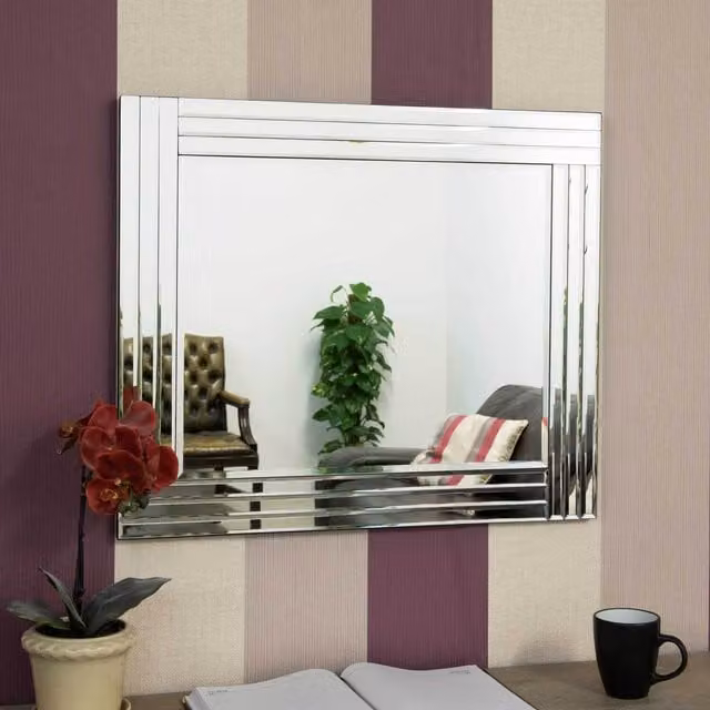 Mirror Outlet Eden Triple Edge Venetian Mirror in Silver, W/H: 68 x 58 cm
