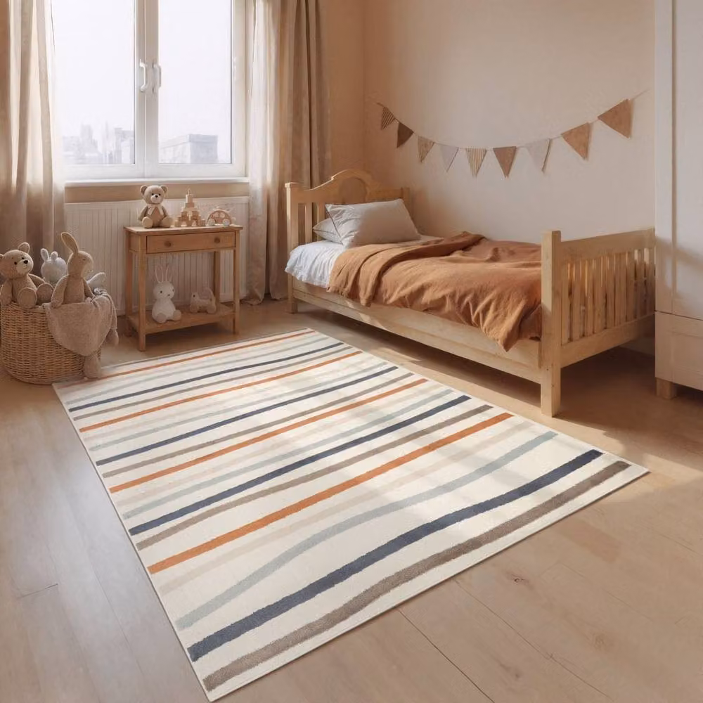 THE RUGS Adventures Kids Linnea Round Striped Rug in Cream and Multicolour, Diameter: 160 cm – 3