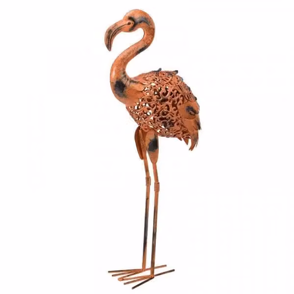 Marco Paul Pink Solar Flamingo Silhouette Garden Ornament, Height: 75 cm – 2
