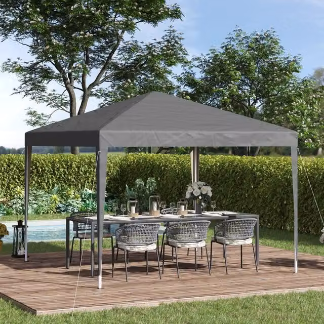 Outsunny Grey Pop Up Garden Gazebo Marquee Party Tent and Wedding Canopy