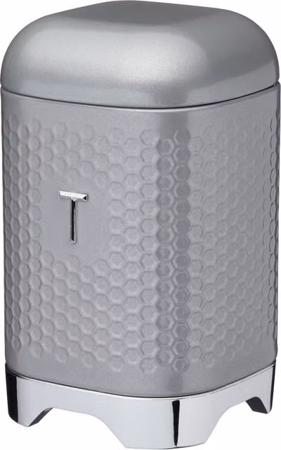 KitchenCrafts Geometric Tea Canister in Grey Stainless Steel