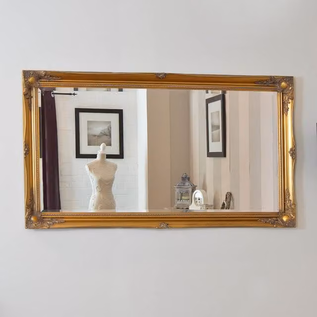 MirrorOutlet Hamilton Vintage Gold Antique Design Large Rectangular Wall Mirror, W: 137 cm, H: 76 cm
