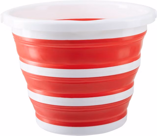 Orsina Foldable Plastic Bucket in Red and White – 1