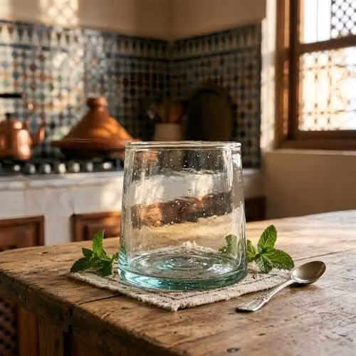 Nicola Spring Merzouga Hand-Blown Glass Tumblers, 200ml, Clear, Pack of 6 – 3