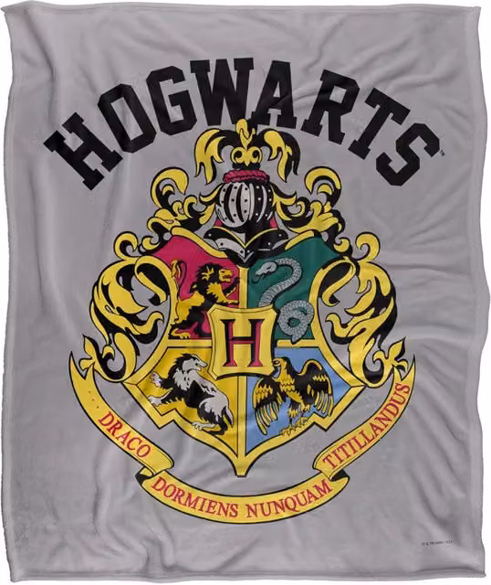 Harry Potter Hogwarts Crest Officially Licensed Silky Touch Super Soft Fluffy Throw Blanket, White, W: 152 cm, D: 127 cm