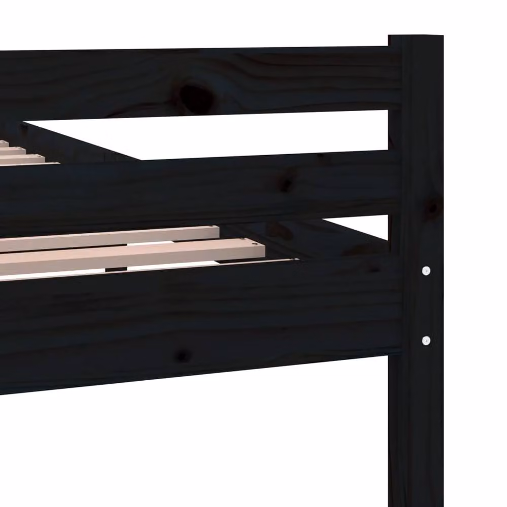 Berkfield Home Black Solid Wood Pine Bed Frame W/D/H: 200 x 200 x 69.5 cm – 4