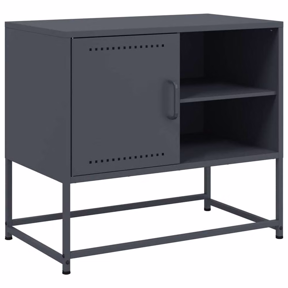 Berkfield Home Anthracite Metal TV Cabinet, W: 68 cm, D: 39 cm, H: 60.5 cm – 3